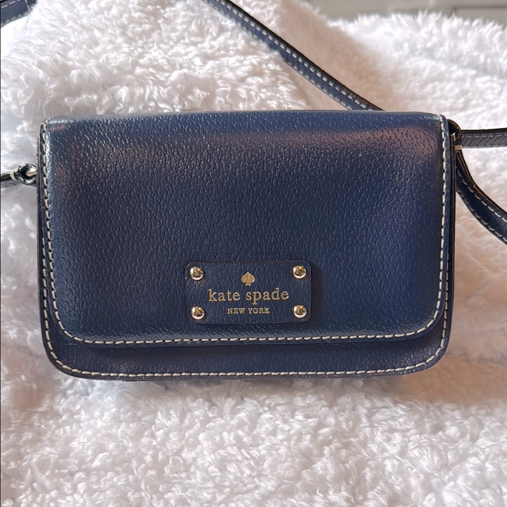 Kate Spade navy blue crossbody clutch